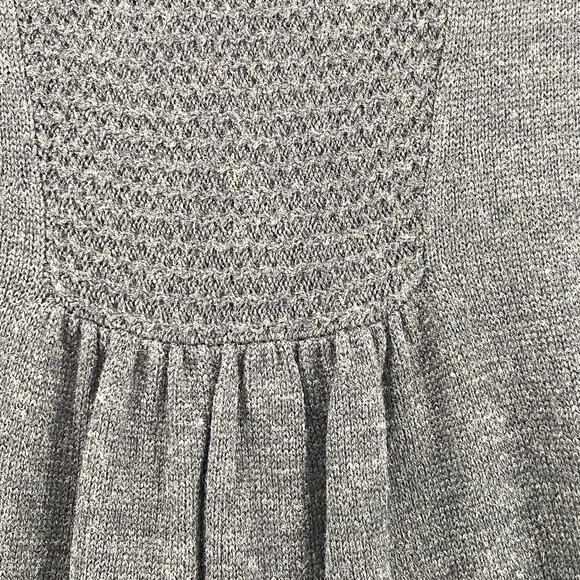 POETRY Dress 4 Sweater Wool Cotton Tunic Crochet Knit Ruched Long Sleeve Gray - Picture 8 of 11